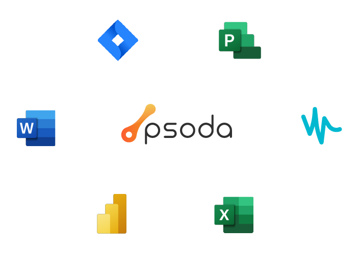Psoda icon with other integration platform's logos