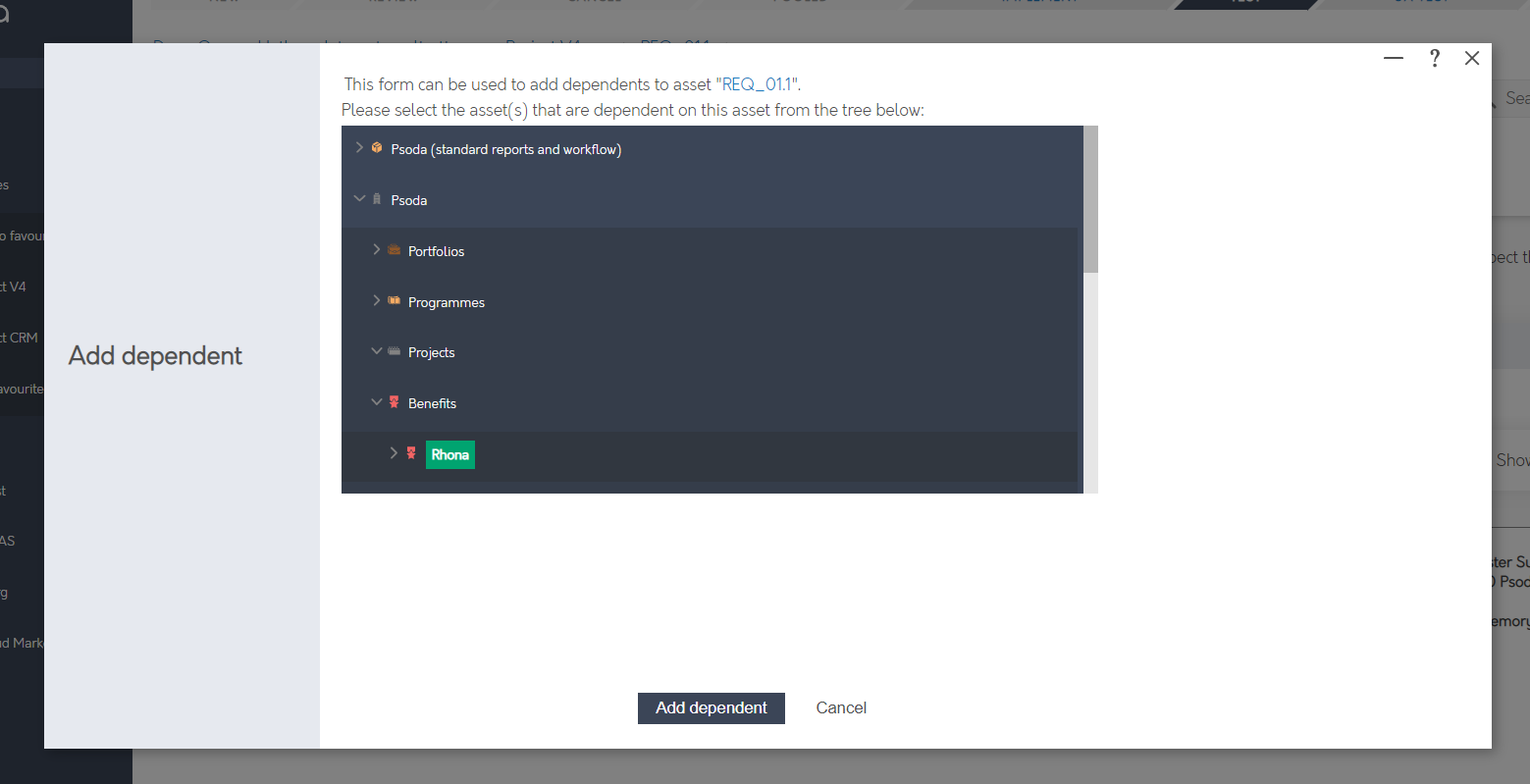 Add dependent form Psoda Help Centre