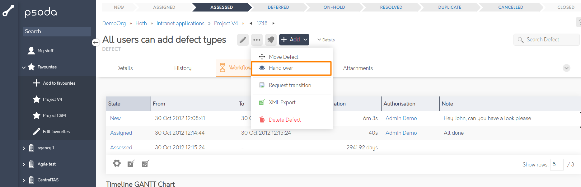 Hand over defect form | Psoda Help Centre