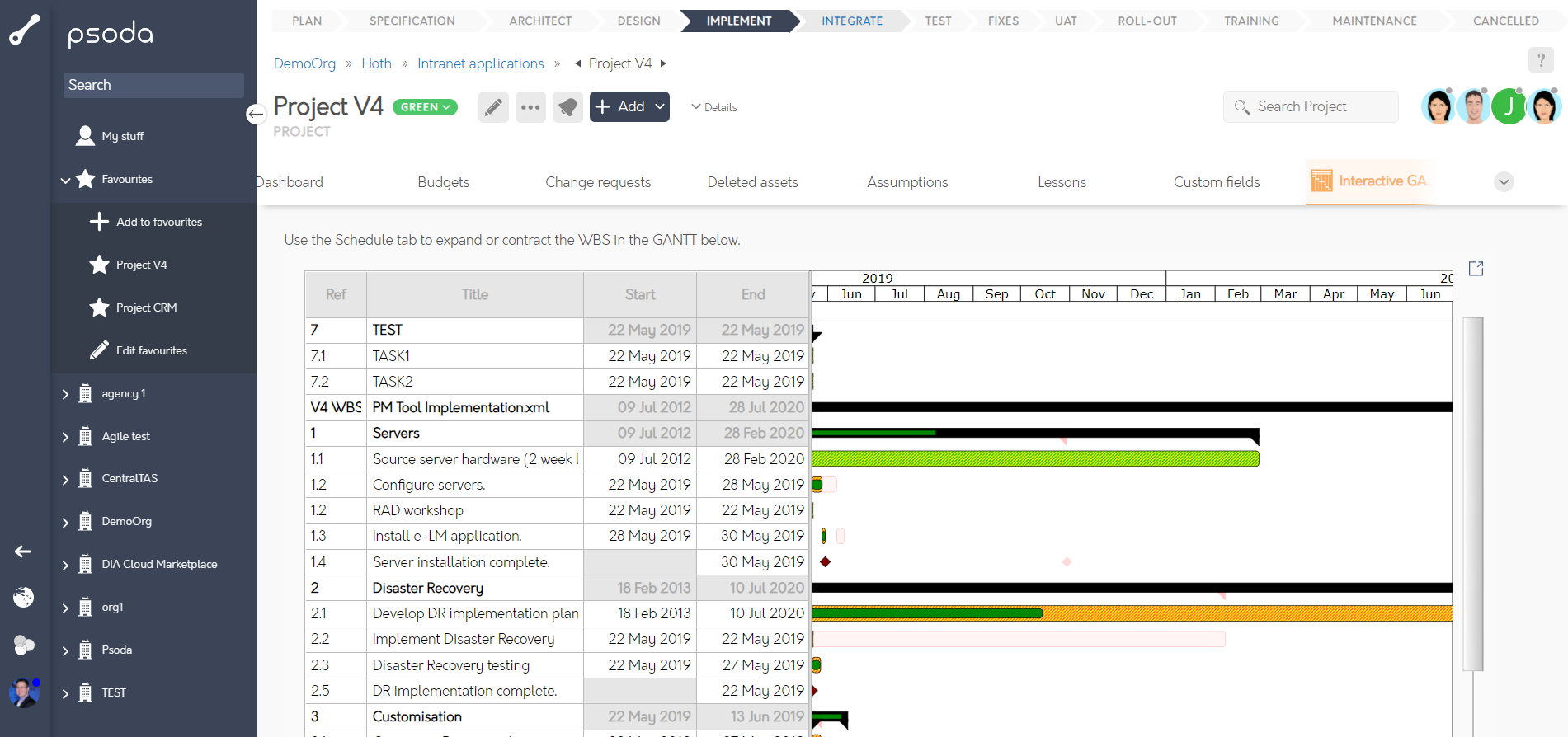 Interactive GANTT Chart - Psoda Help Centre