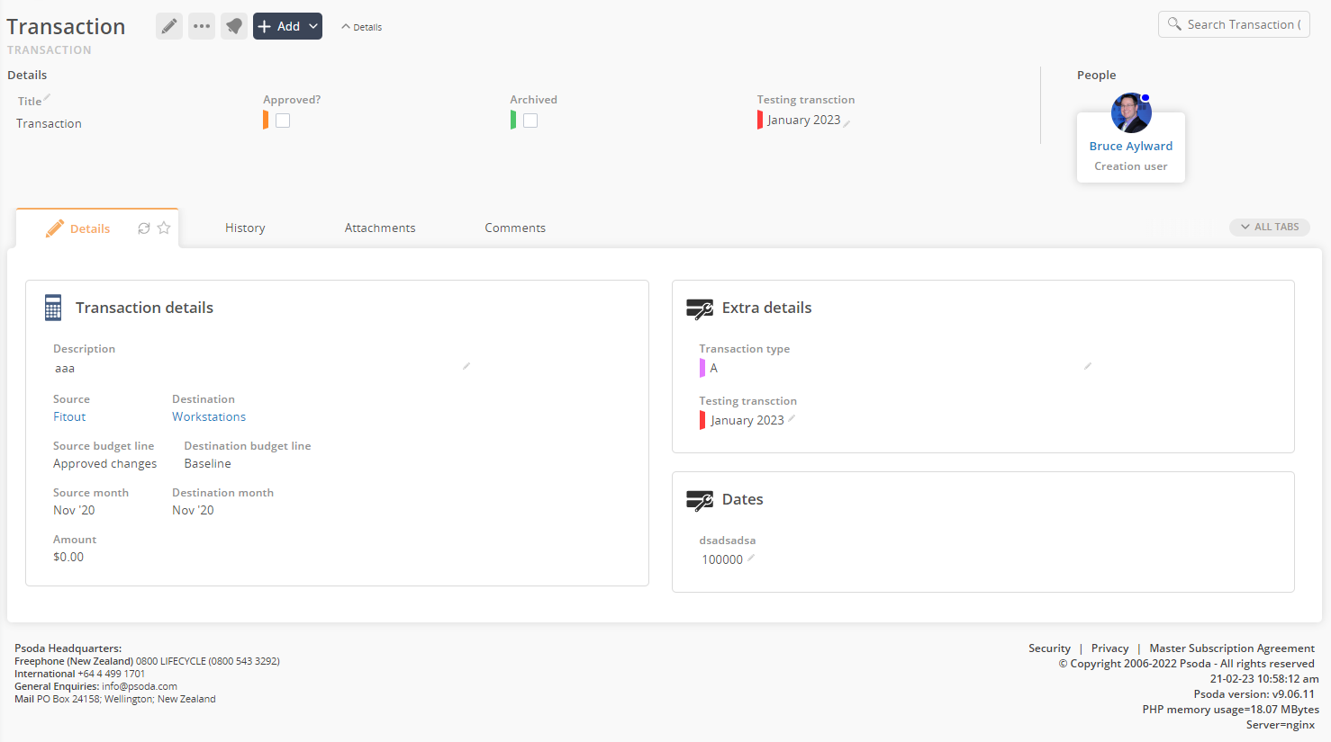transaction view page