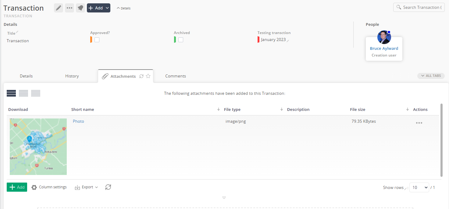 view page attachments tab