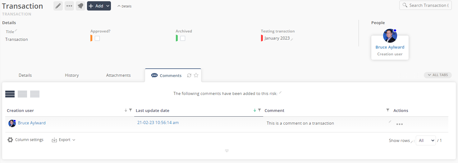 view page comment tab
