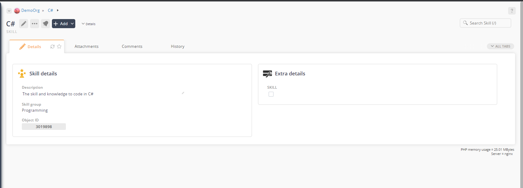 skill view page