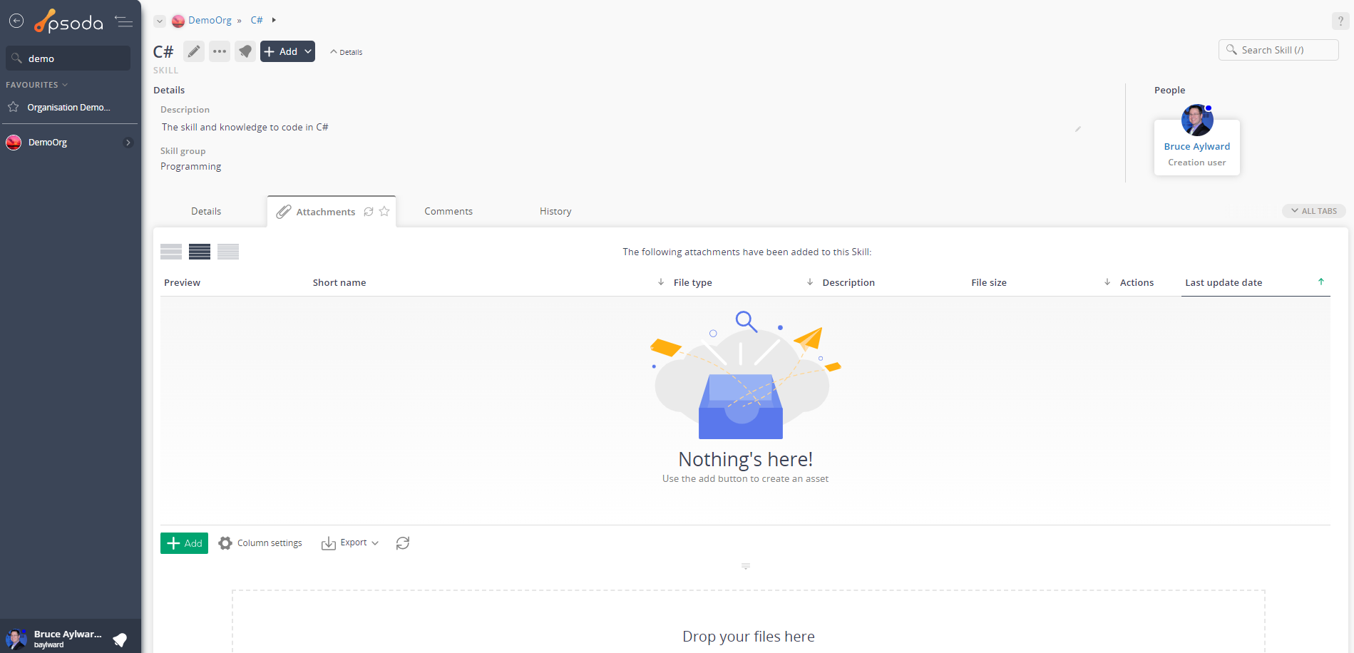 view page attachments tab