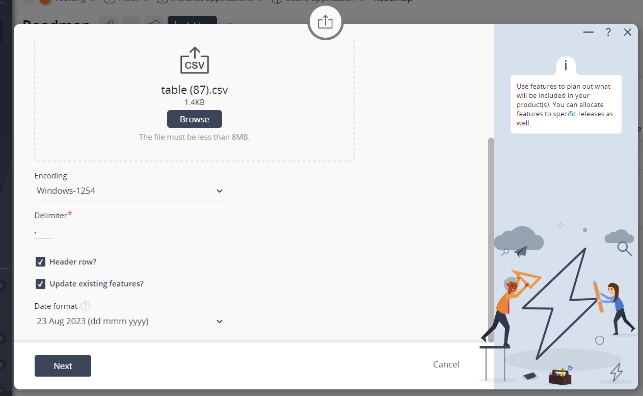 import features form