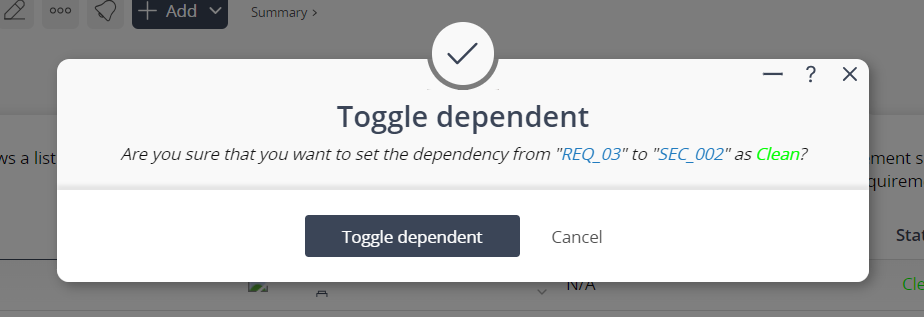 toggle dependent popup