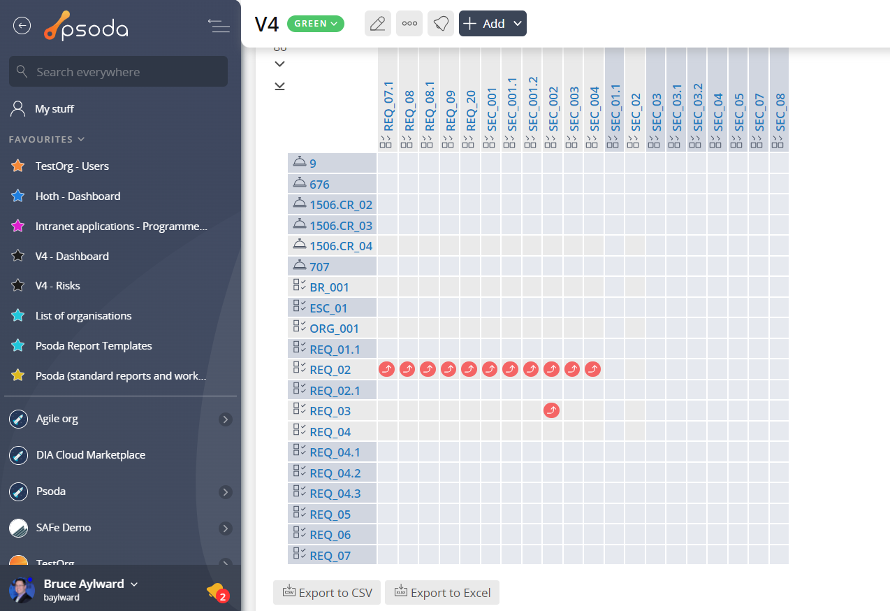 Traceability matrix example