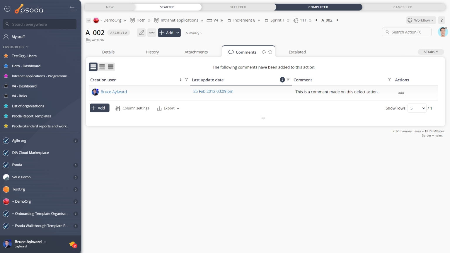 view page comment tab