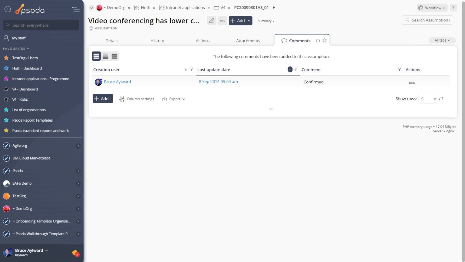 view page comment tab