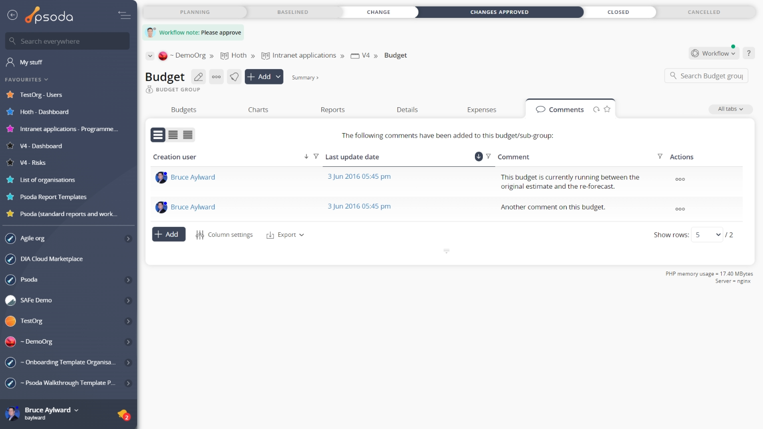 view page comment tab