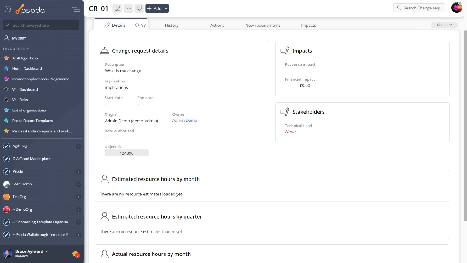 change request view page