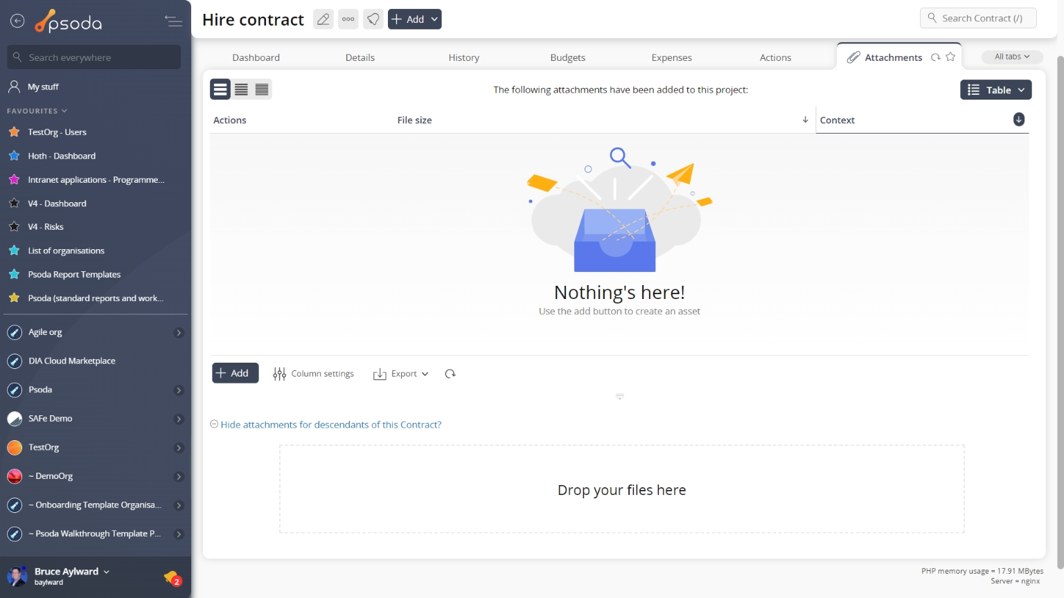 view page attachments tab