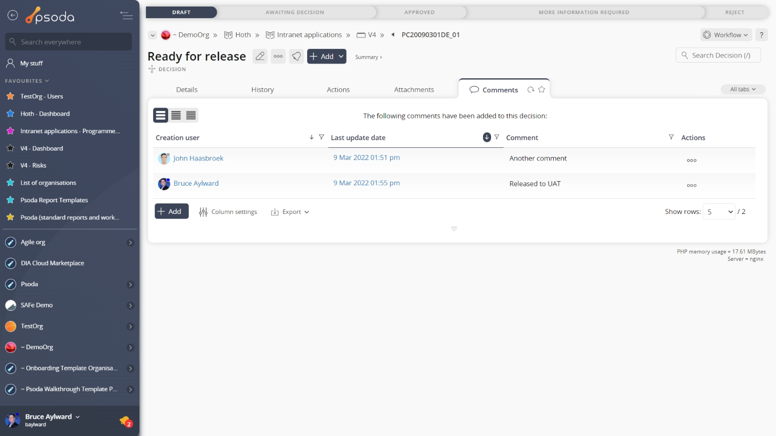 view page comment tab