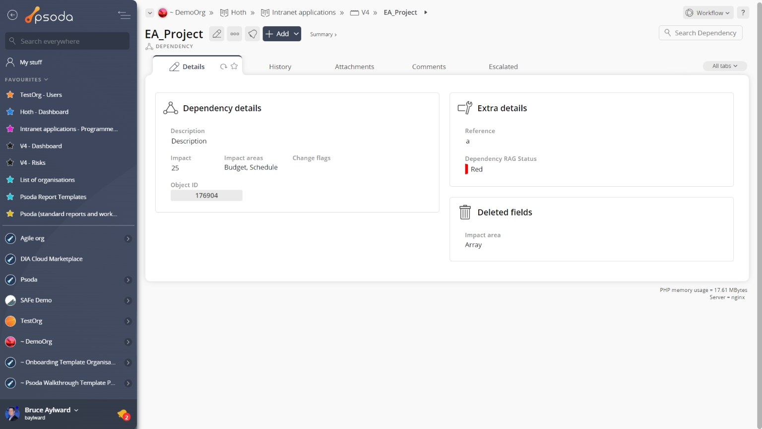 dependency view page