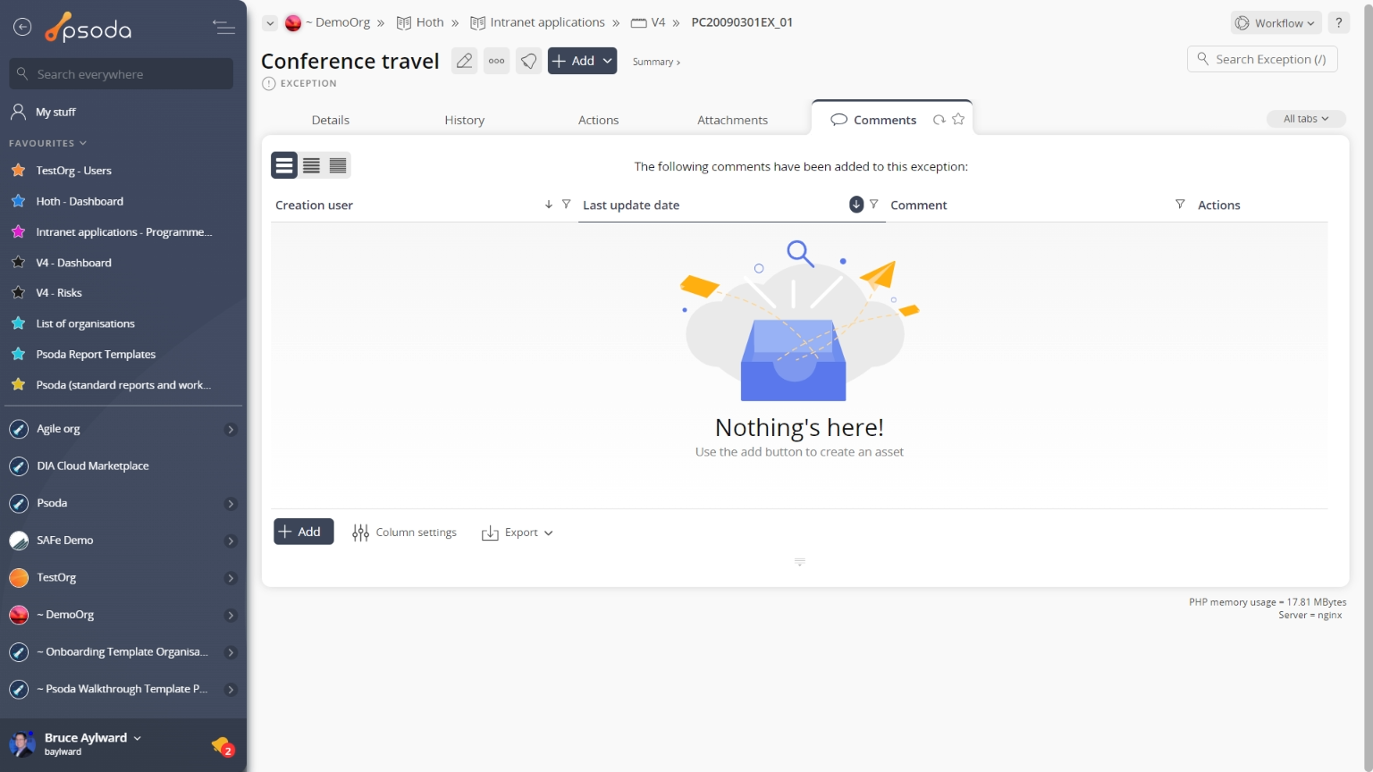 view page comment tab