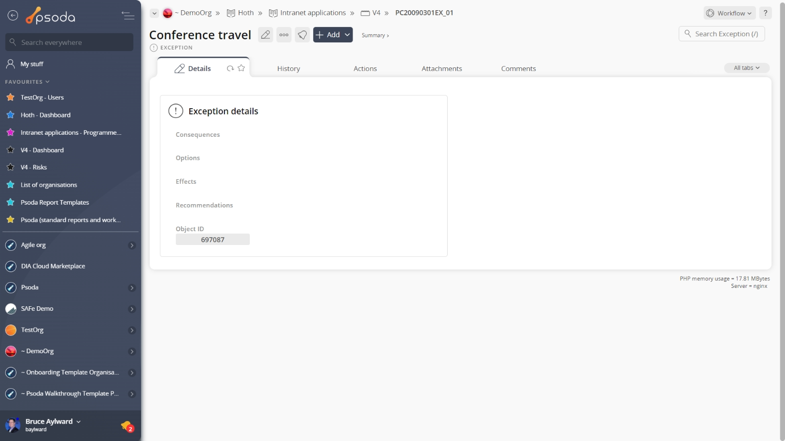 exception view page