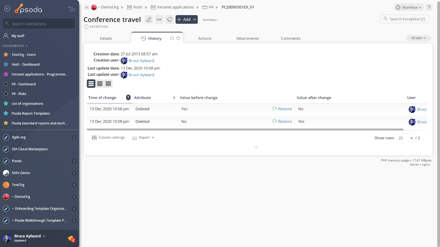 view page history tab