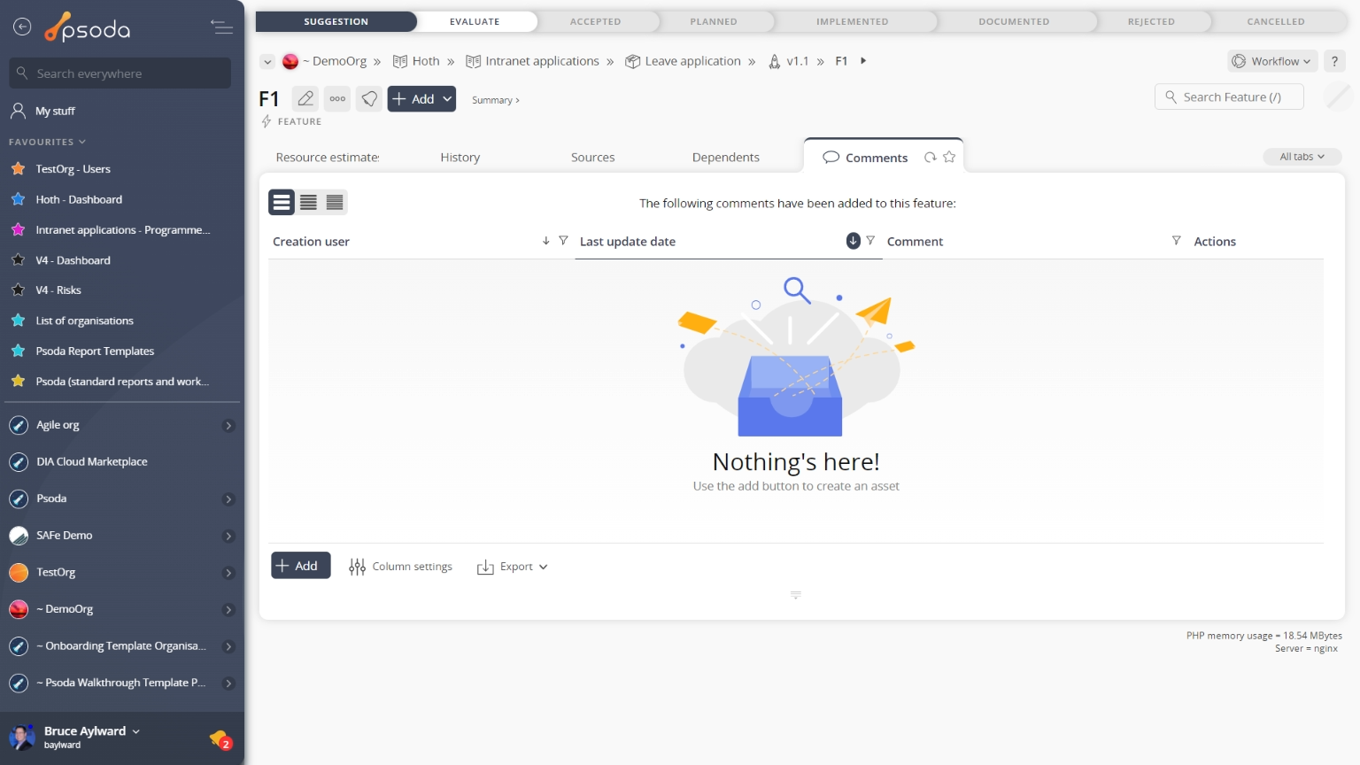 view page comment tab