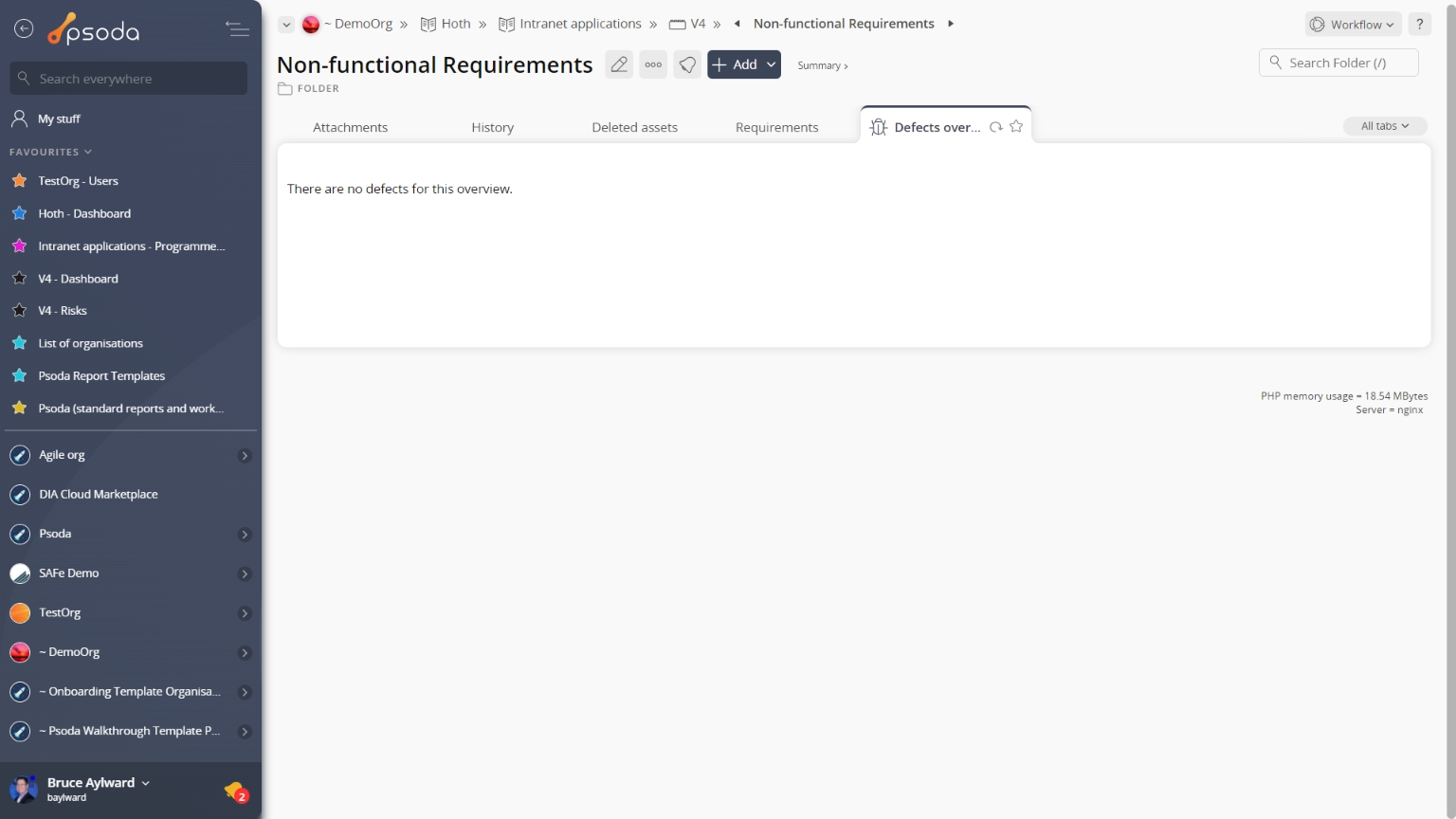 defects overview tab