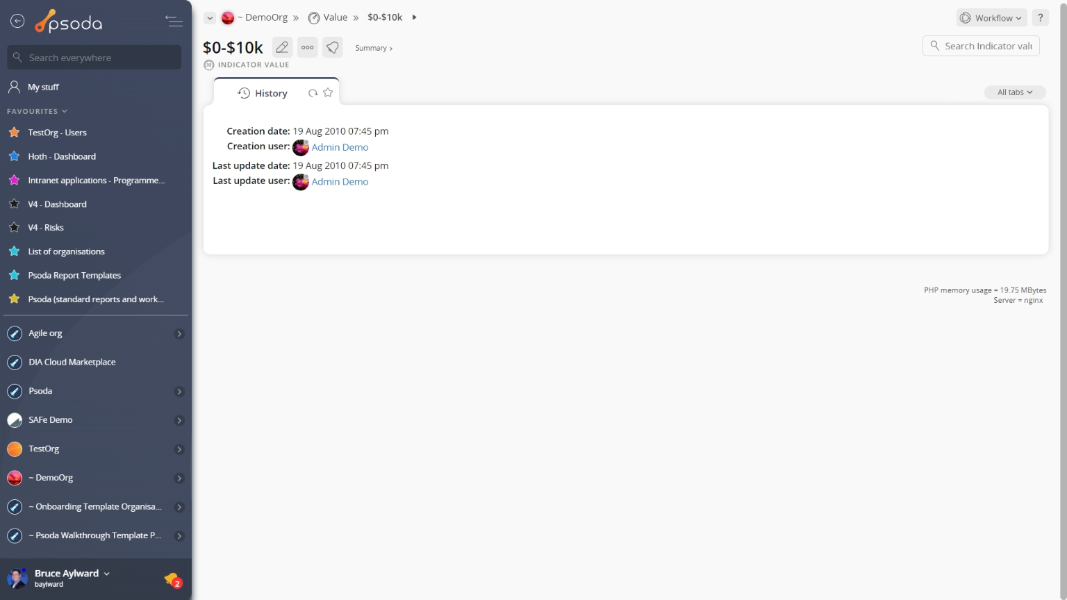 indicator value view page