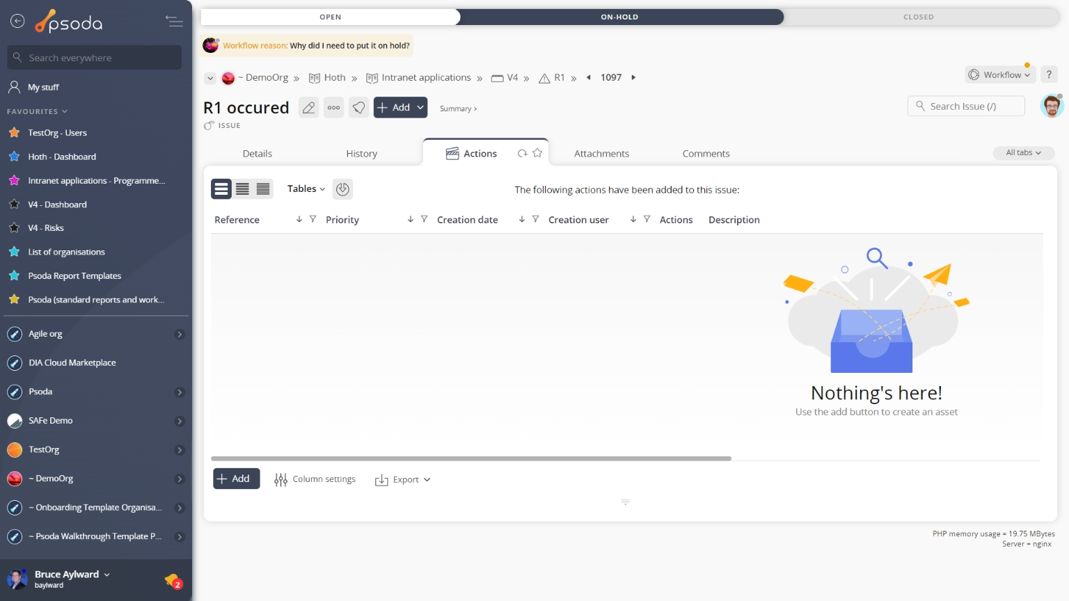 action tab