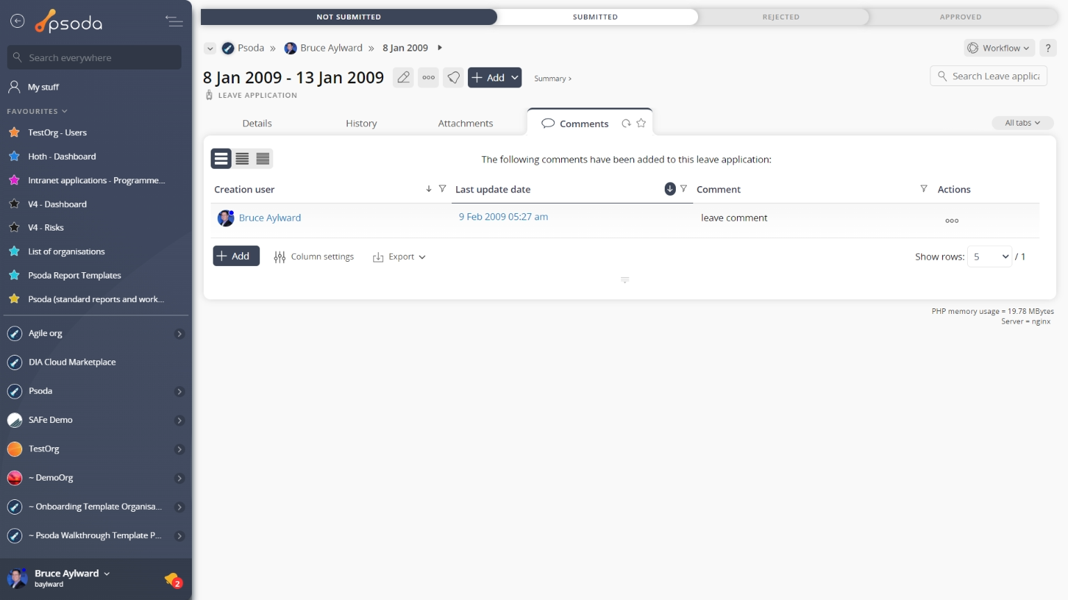 view page comment tab