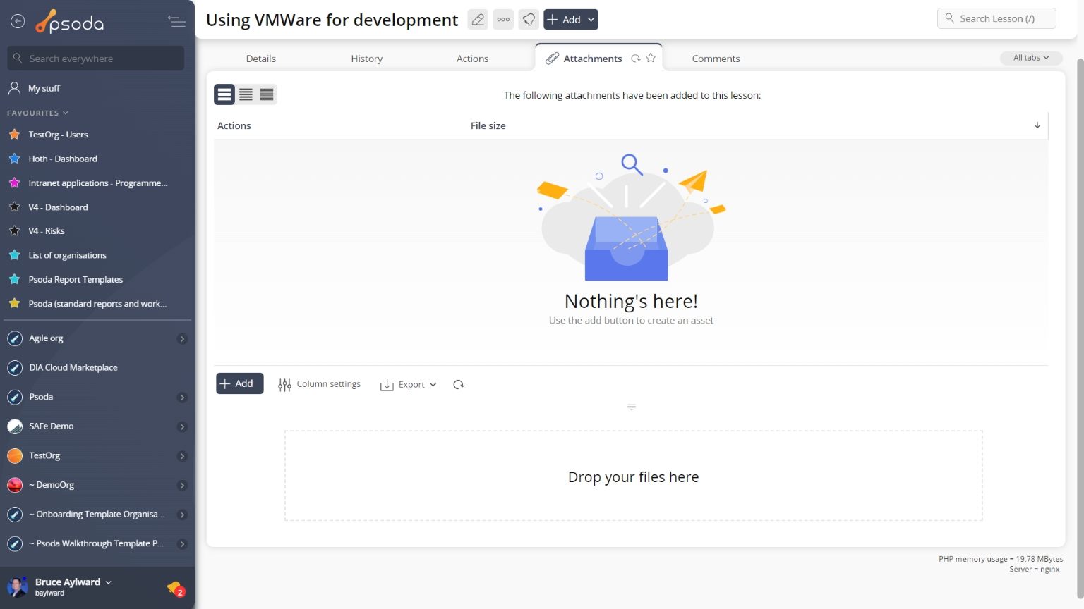 view page attachments tab
