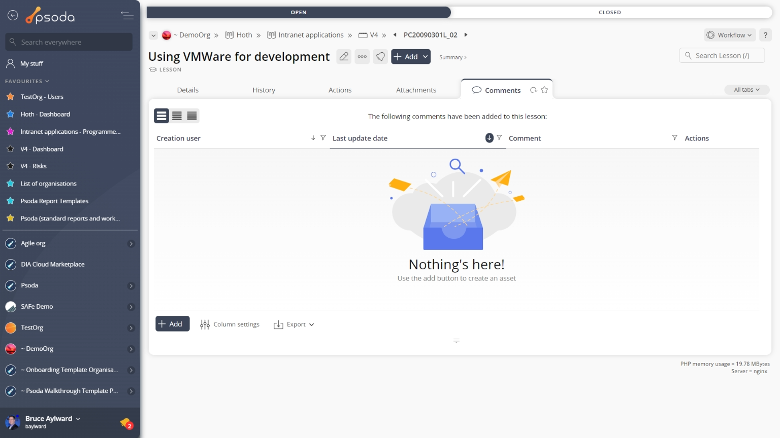 view page comment tab