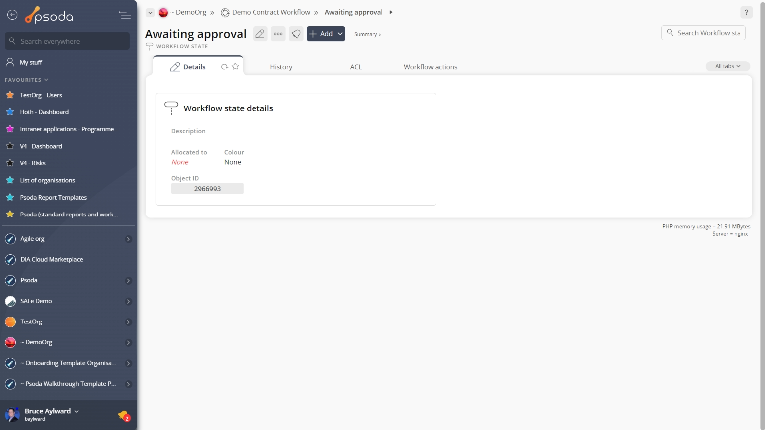 workflow state view page