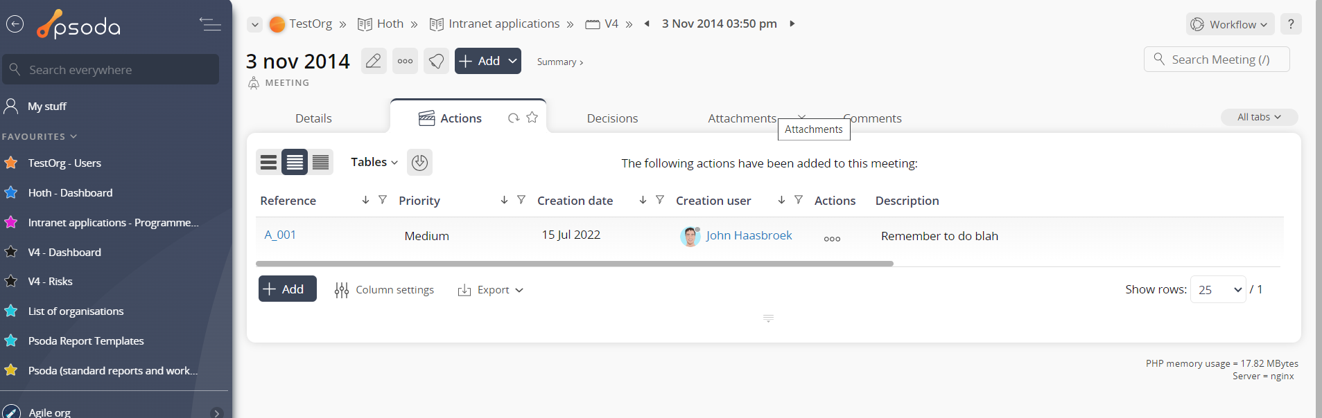 action tab