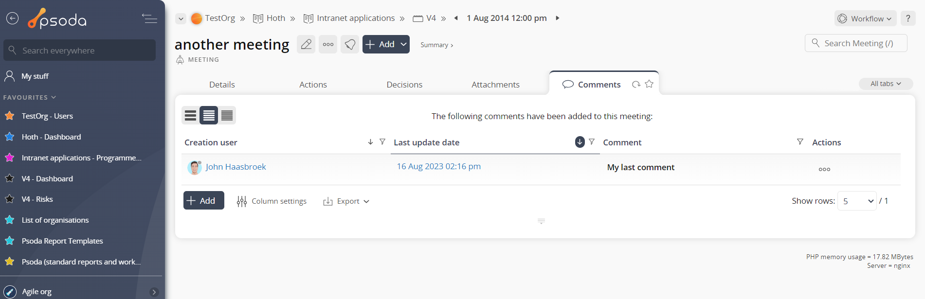 view page comment tab