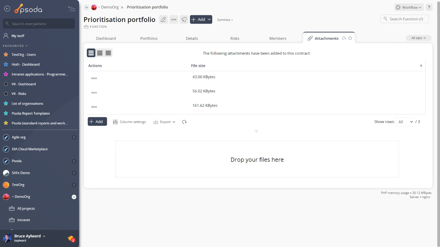 view page attachments tab