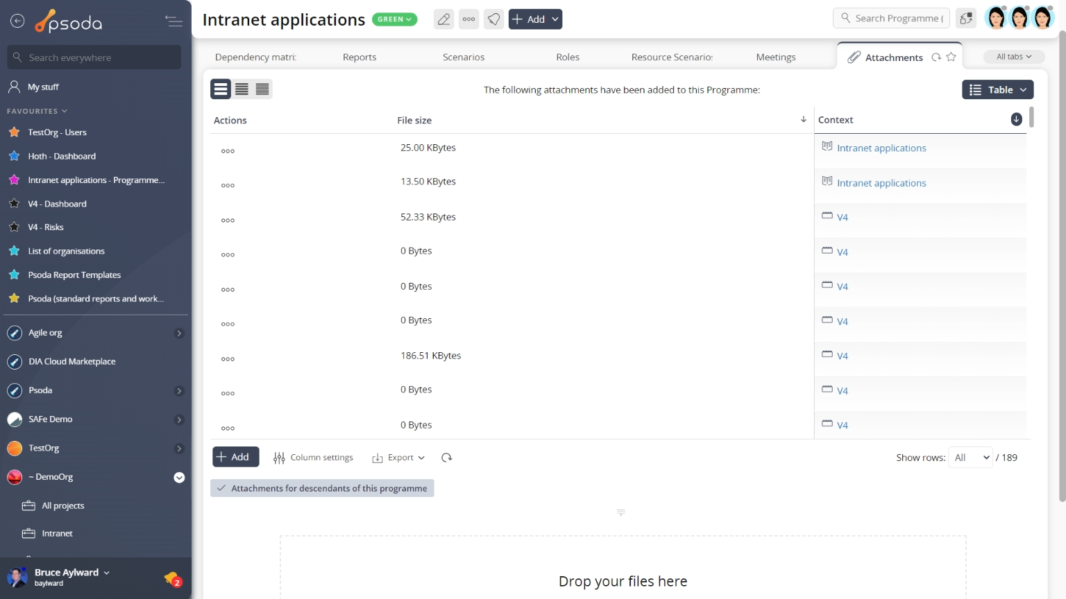 view page attachments tab
