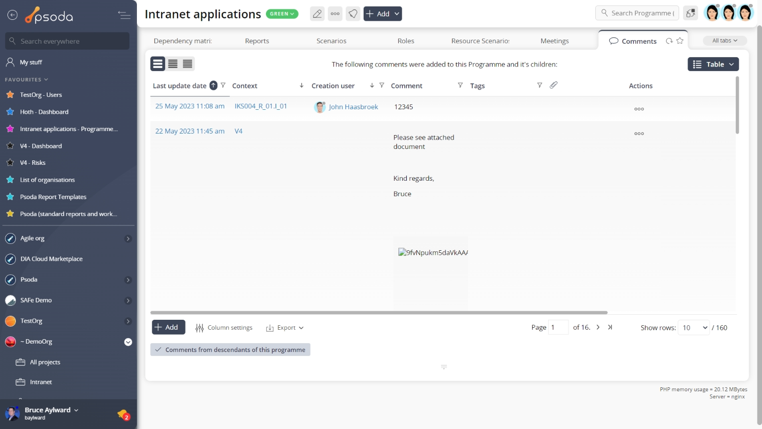 view page comment tab