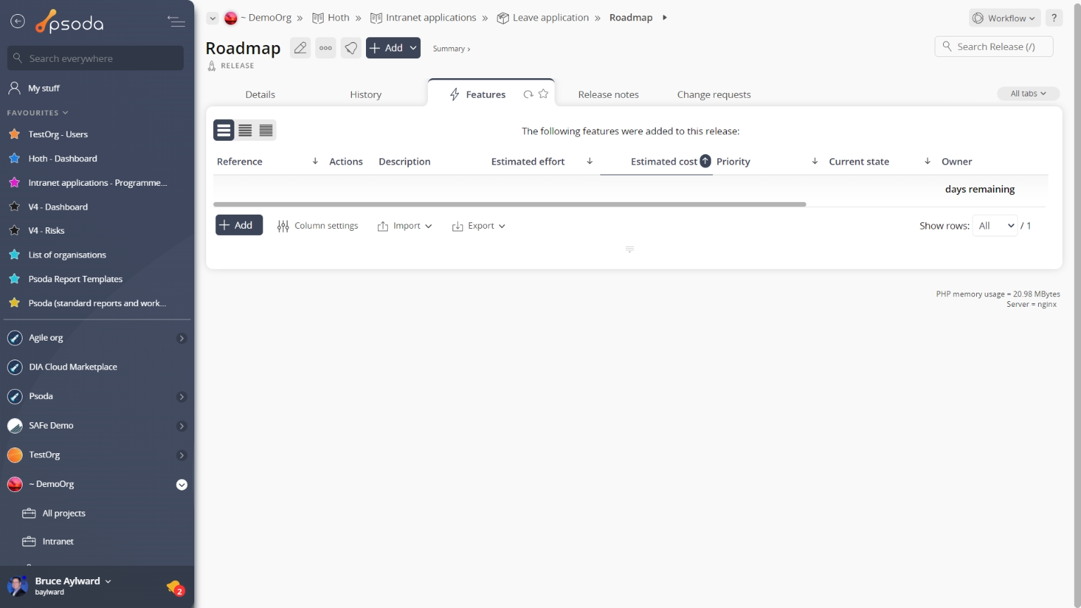 features tab