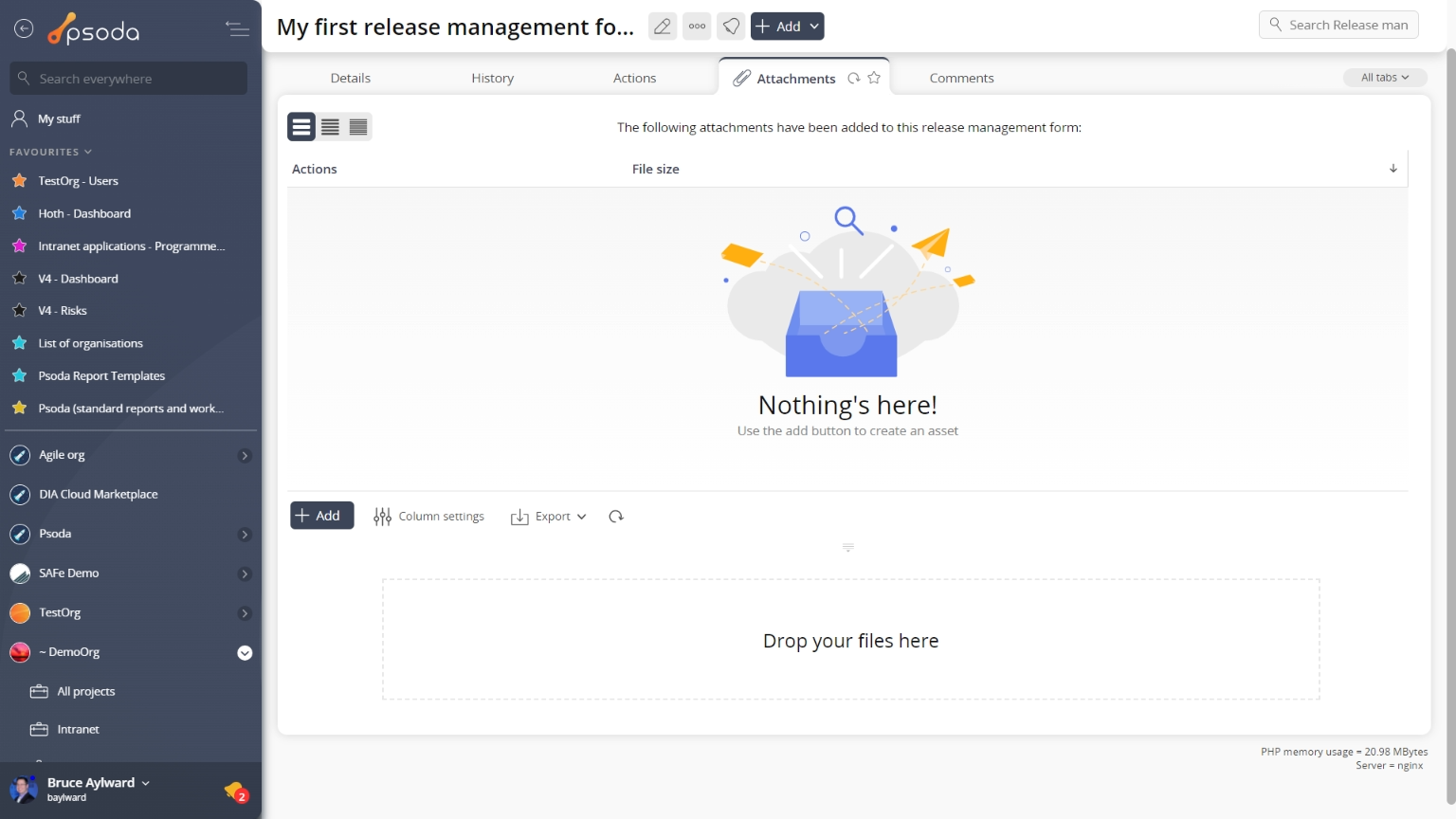 view page attachments tab