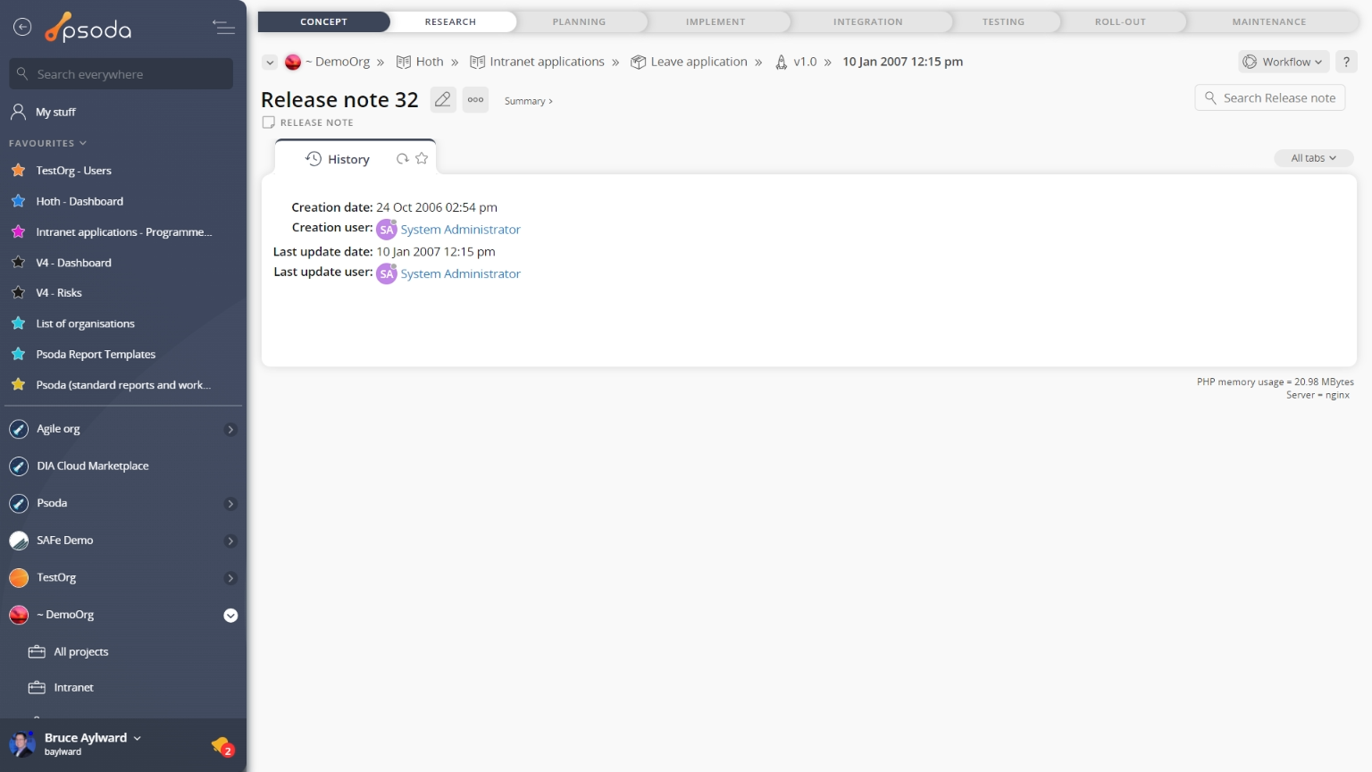 view release note page