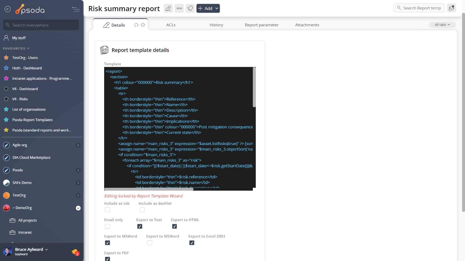 report template view page