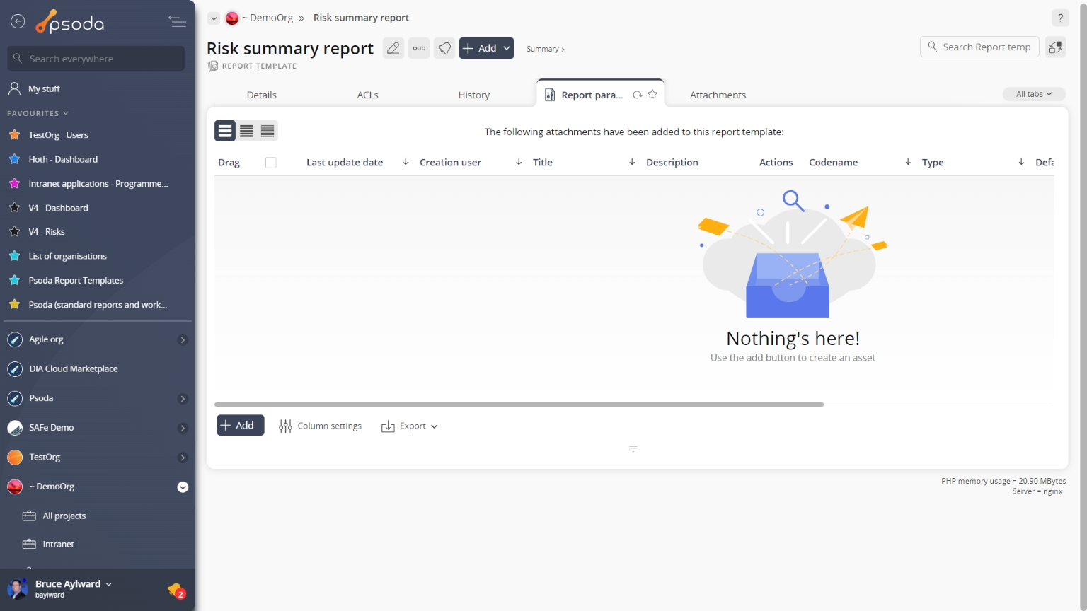 report parameter tab