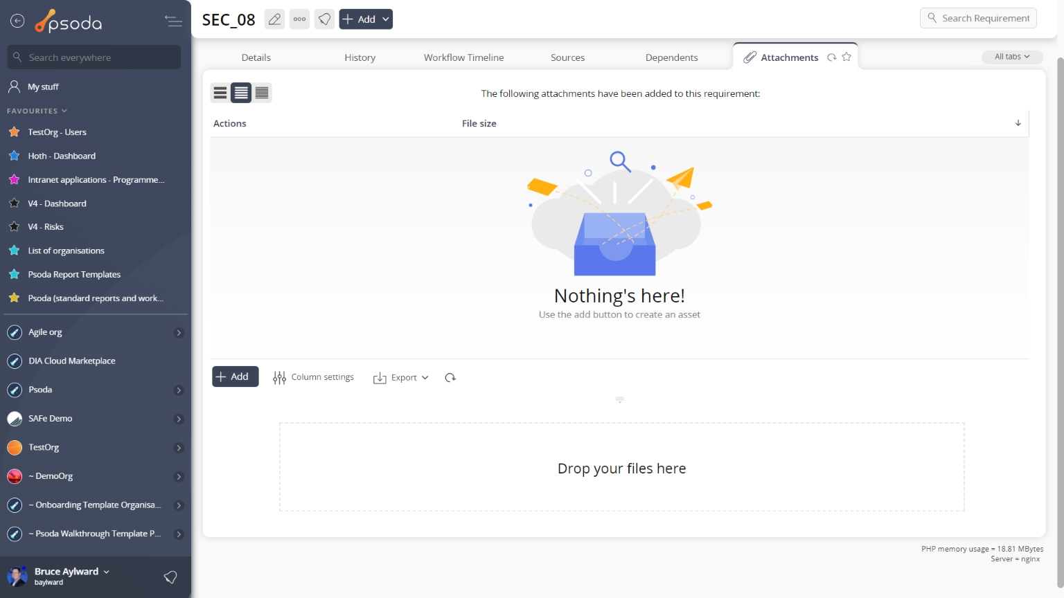 view page attachments tab