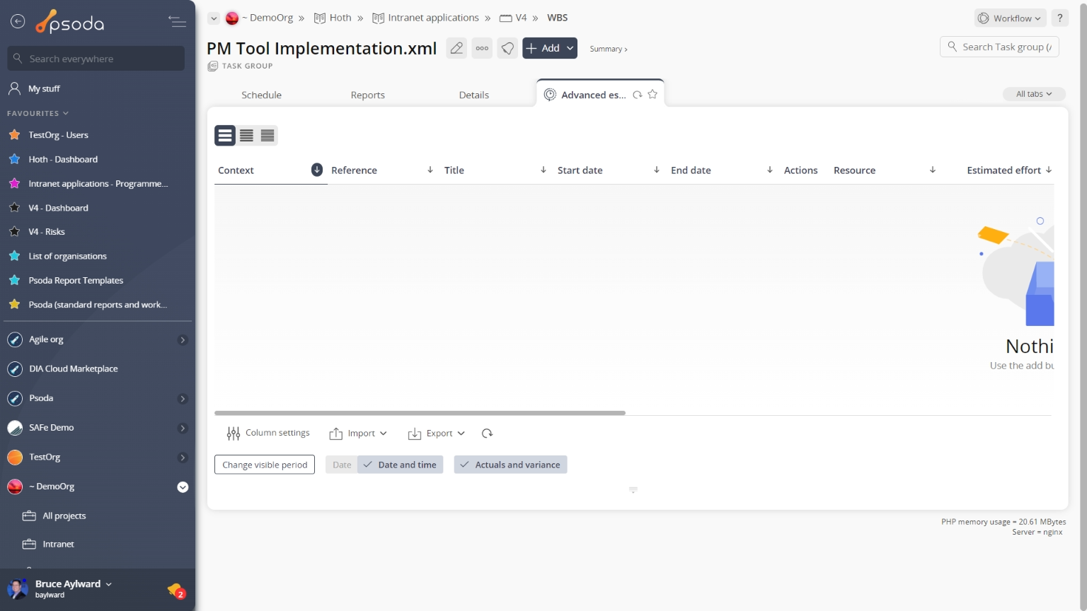 advanced estimates tab