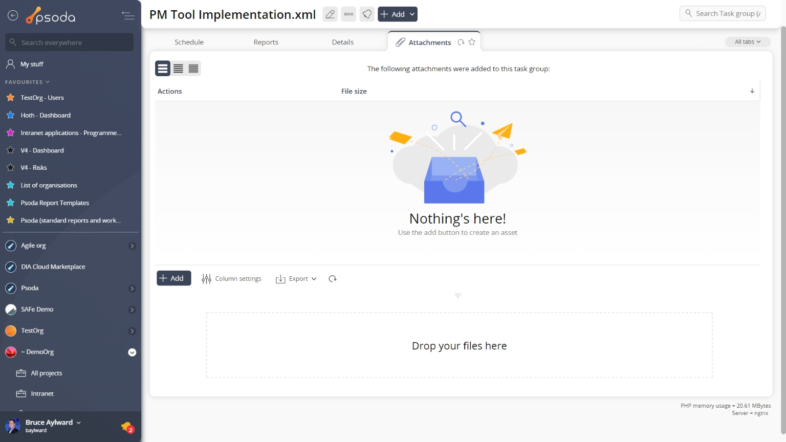 view page attachments tab