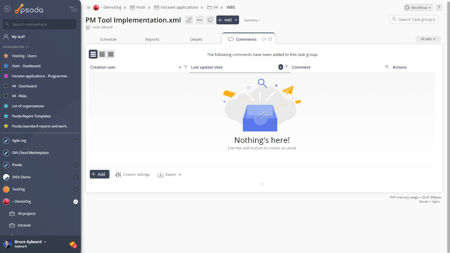 view page comment tab