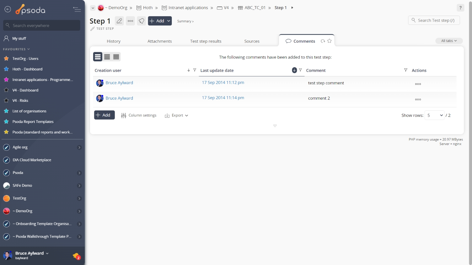 view page comment tab