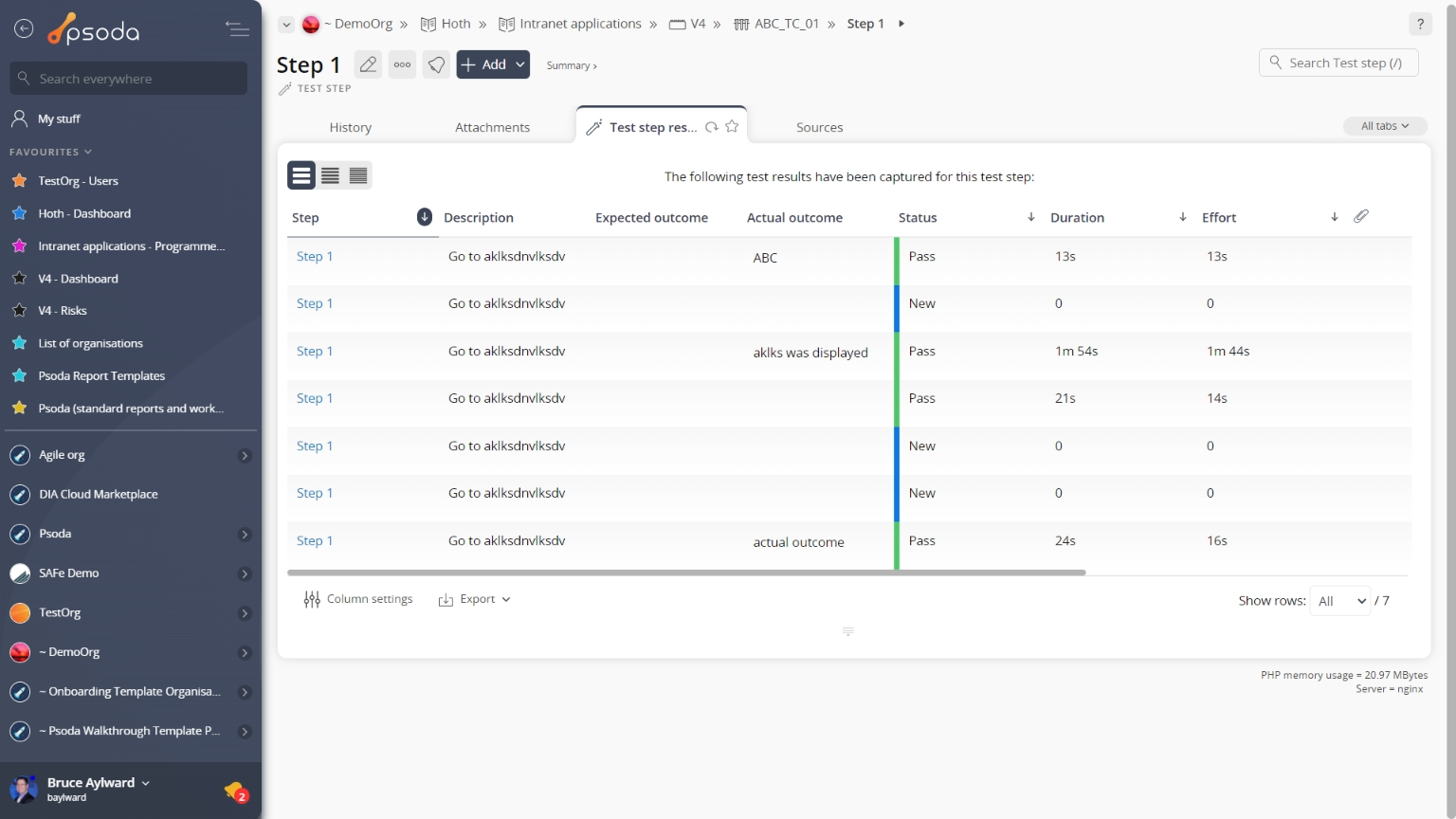 test step view page