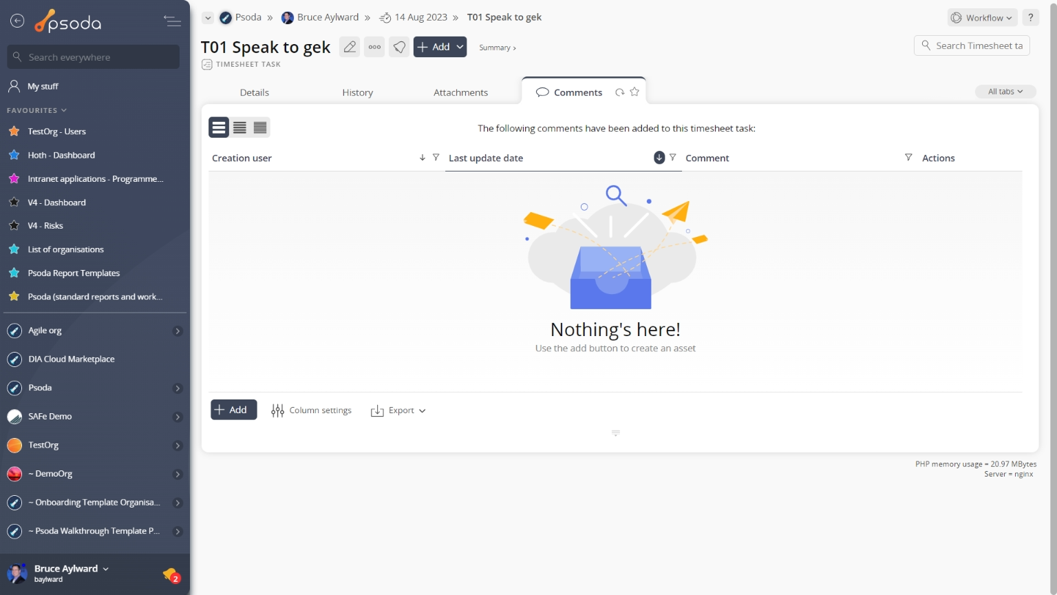 view page comment tab