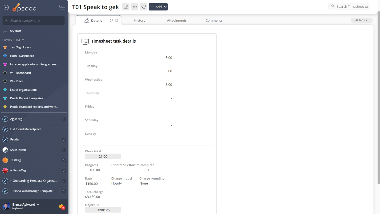 timesheet task view page