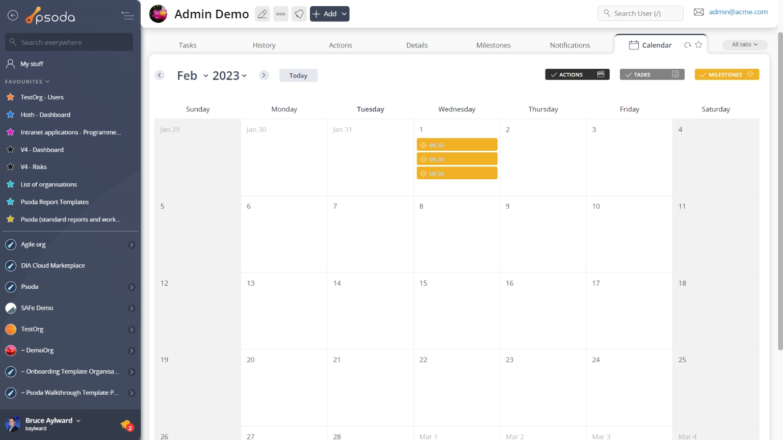 calendar tab