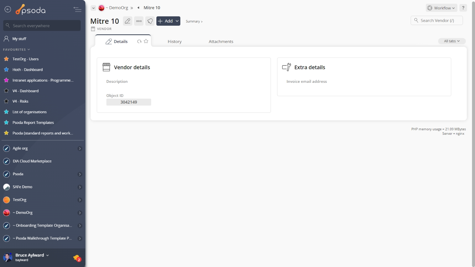 vendor view page